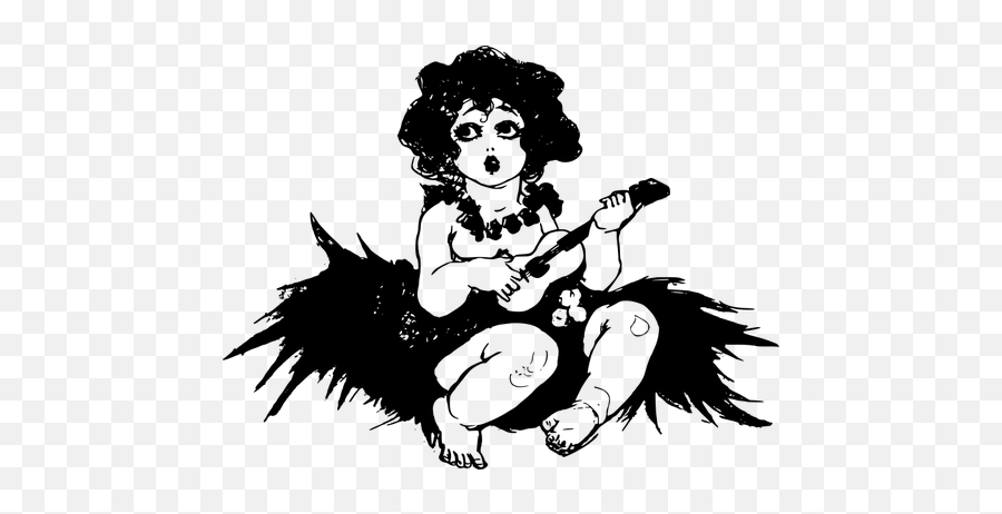 Girl Playing Guitar - Guitariat Clipart Black And White Emoji,Dancing Girl Emoji Costume