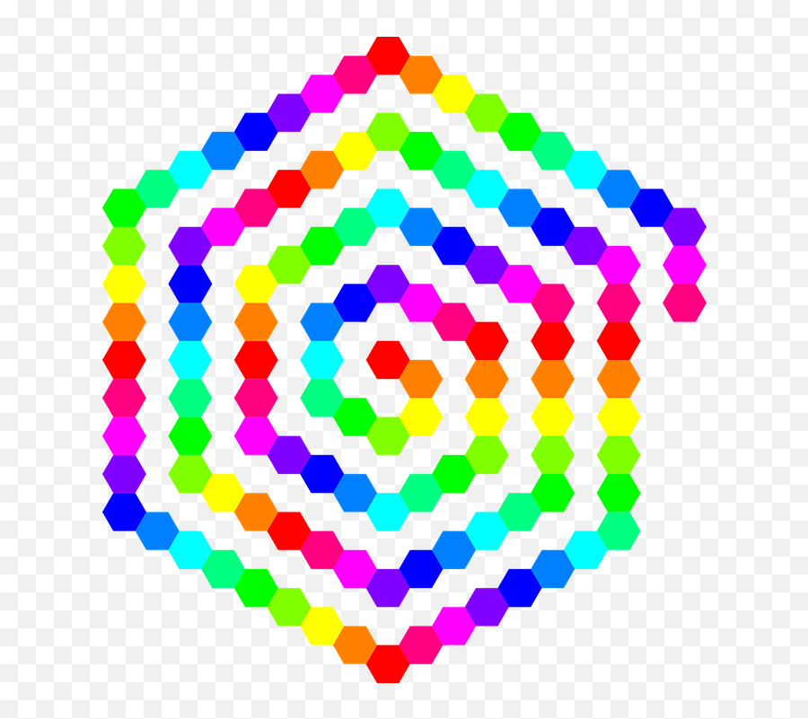 Rainbow Colors Hexagon Shape - Spiral Hexagon Emoji,Rainbow Facebook Emoji