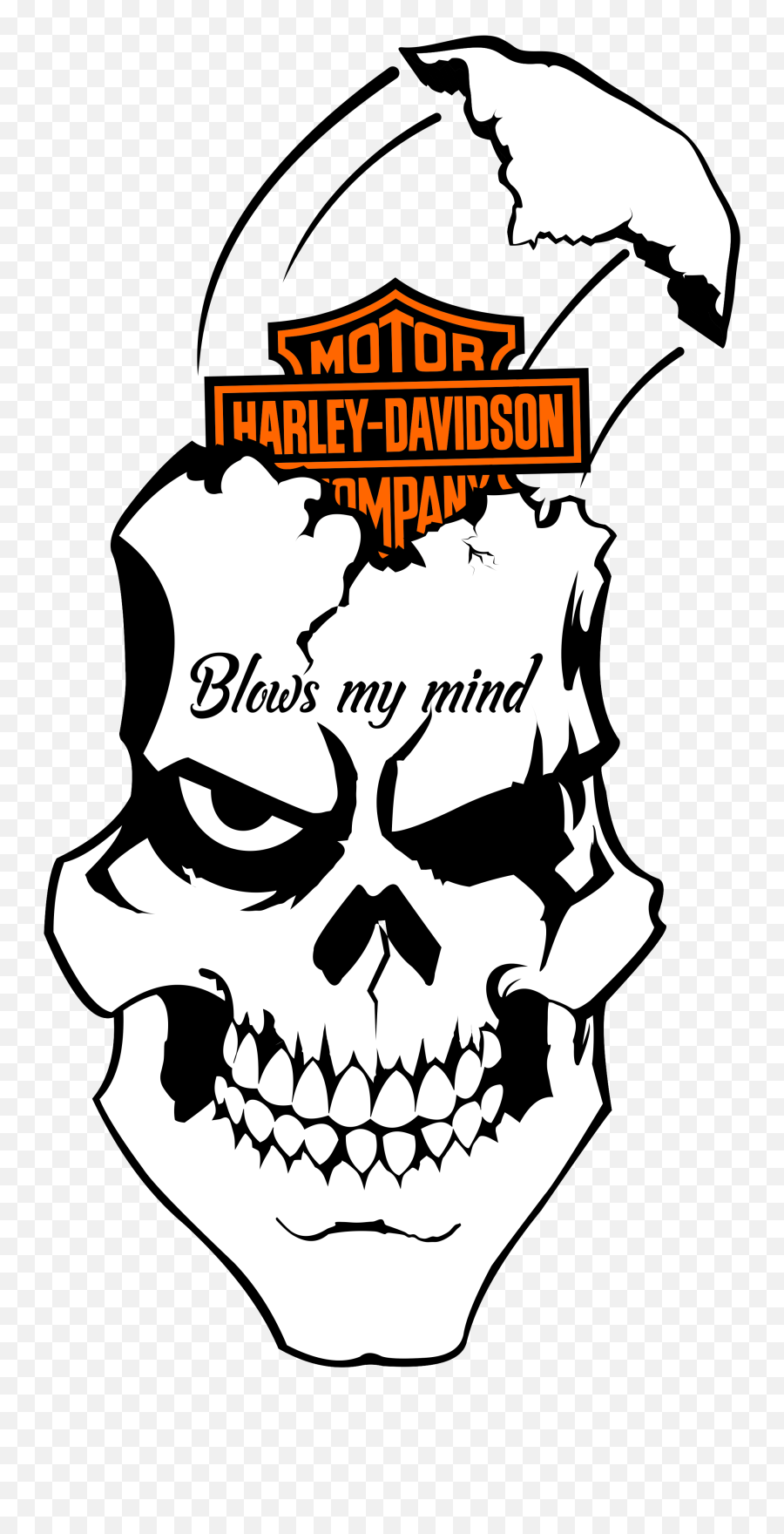 Airbrush Drawing Skull Transparent - Clip Art Harley Davidson Logo Emoji,Gun Skull Pie Emoji