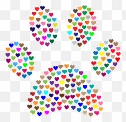 Png Paw Print Hearts Prismatic - Heart Transparent Dog Paw Emoji,Paw Print Emoji