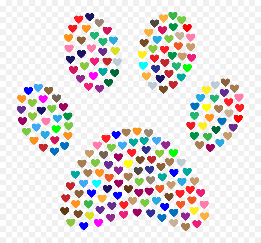 Png Paw Print Hearts Prismatic - Heart Transparent Dog Paw Emoji,Paw Print Emoji