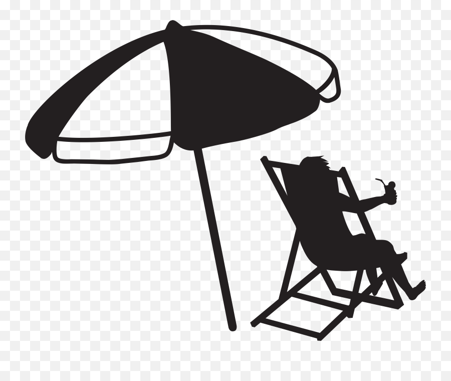 Beach Umbrella Clipart Black - Beach Chair Umbrella Silhouette Emoji,Beach Umbrella Emoji