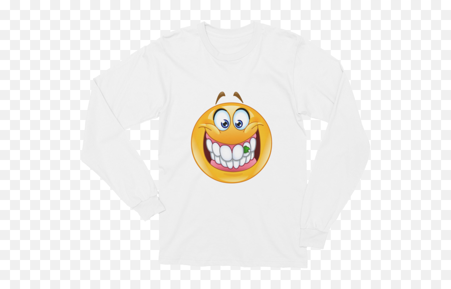 Unisex Food Stuck In Teeth Emoji Long Sleeve T - Smiley,Teeth Emoji
