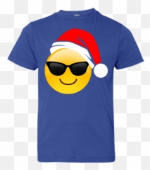 Shirt Cool Sunglasses Santa Hat Family - Smiley Emoji
