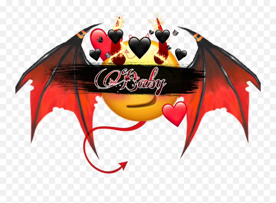 Demon Sly Emoji Ohno Ohshit Wtf Sticker - Red And Black Dragon Wings,Sly Emoji