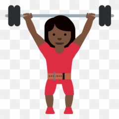 Dark Skin Tone Emoji - Woman Lifting Weights Clipart Transparent Background,Bodybuilder Emoji