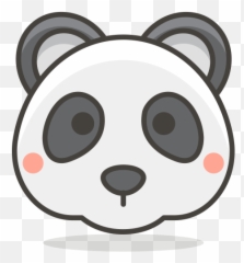 Panda Emoji Icon Of Colored Outline - Cartoon Animal Face Symmetry