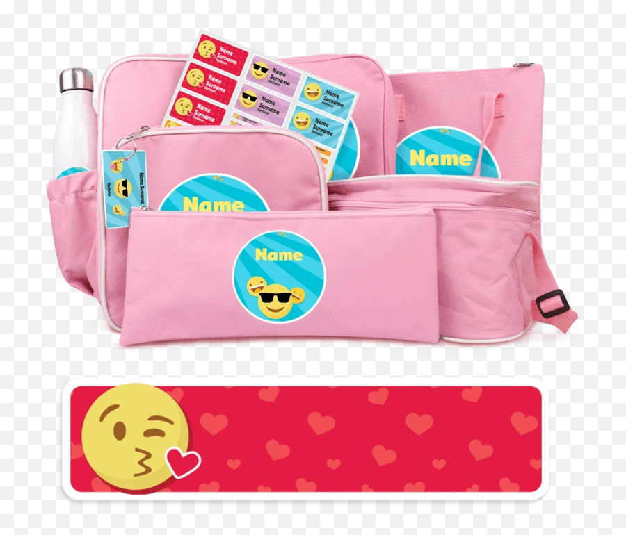 Bundle Pack Pink - Personalised Back2school Set For Teen Emoji,Pink Emojis