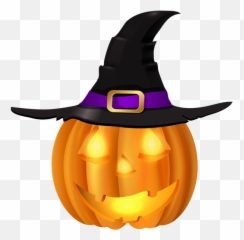 Halloween Pumpkin With Witch Hat Png Clip Art Halloween - Halloween Pumpkin Clip Art Emoji,Pumpkin Emoticons
