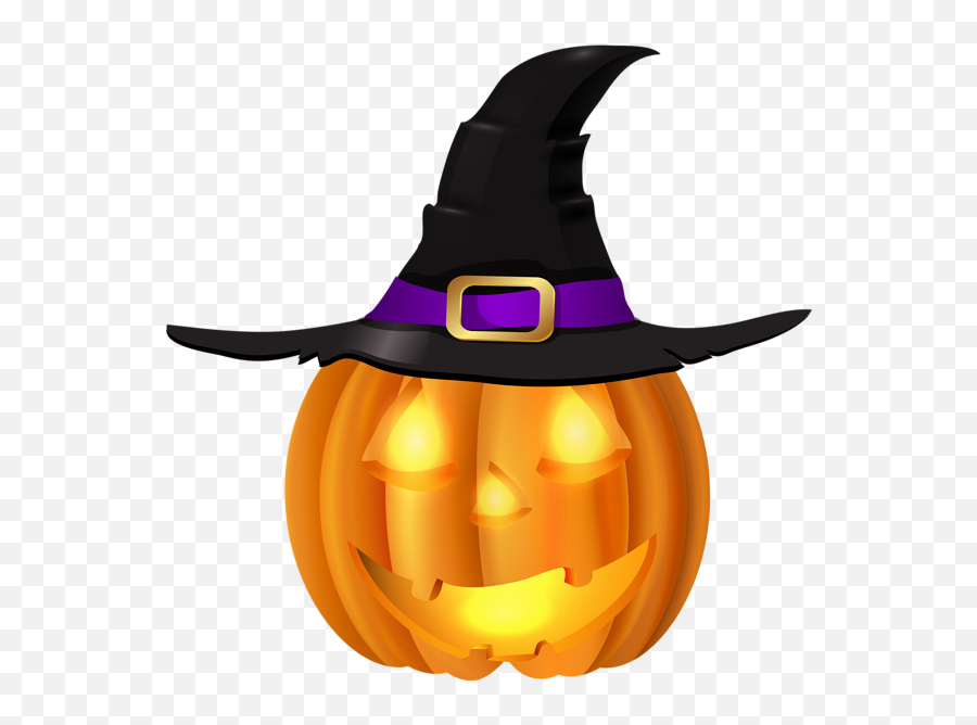 Halloween Pumpkin With Witch Hat Png Clip Art Halloween - Halloween Pumpkin Clip Art Emoji,Pumpkin Emoticons