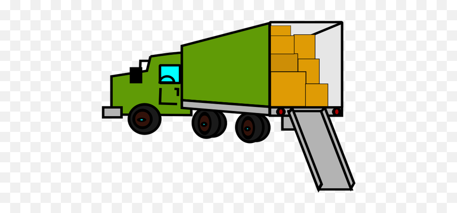 Opened Relocation Truck Vector Clip Art - Moving Truck Cartoon Png Emoji,Semi Truck Emoji