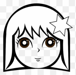 American Clipart Face Picture - Cute Girl Black And White Emoji