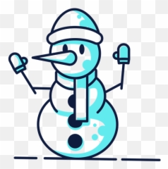 Cute snowman gloves hat scarf cyan duotone - Transparent PNG Snowman Emoji