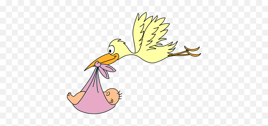 Baby Girl Stork Clip Art - Newborn Baby Cartoon Png Emoji,Stork Emoji