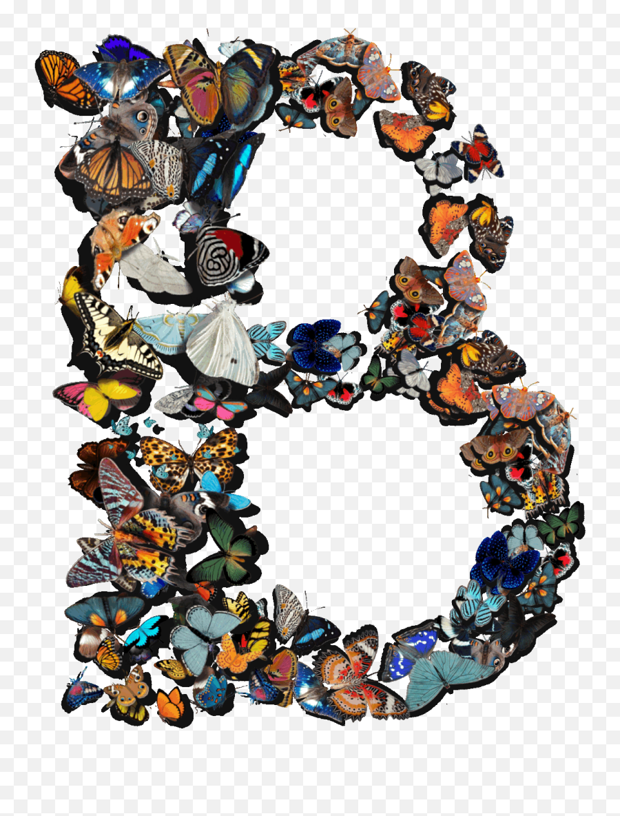 B Letterb Alphabet Butterflies Butterfly Wings Aestheti - Letter B With Butterfly Emoji,B Emoji Blue