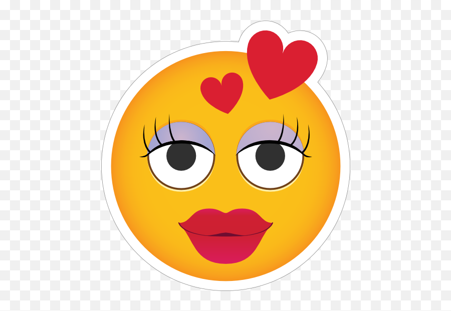Phone Emoji Sticker Big Lashes In Love - Love Emoji With Lashes,In Love Emoji