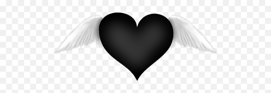 Black Heart With Wings Transparent - Black Heart With Wings Emoji,Tiny Black Heart Emoji
