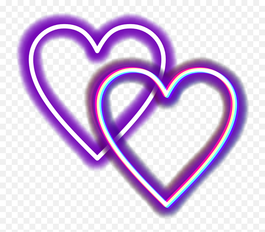 Mq Purple Glitch Neon Hearts - Heart Clipart Full Size Purple Heart Transparent Background Emoji,Purple Emoji Heart