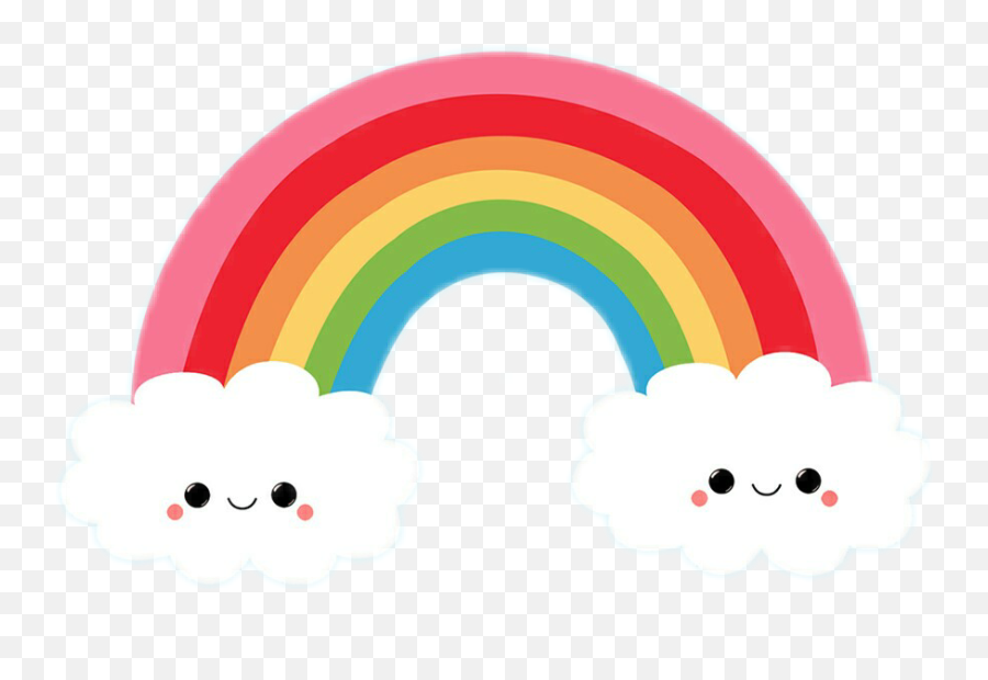 Clouds Rainbow Colorful Colours Red Sticker By Mol Bj - Kawaii Rainbow Emoji,Bj Emoji