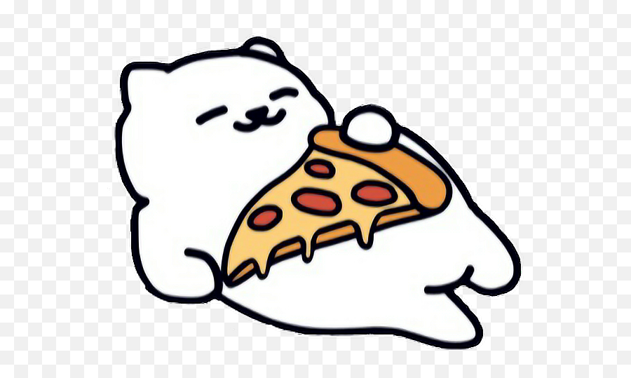Pizza Bear Cute Nap Sleepy Happy Relax - Neko Atsume Cats Png Emoji,Emoji Eating Pizza