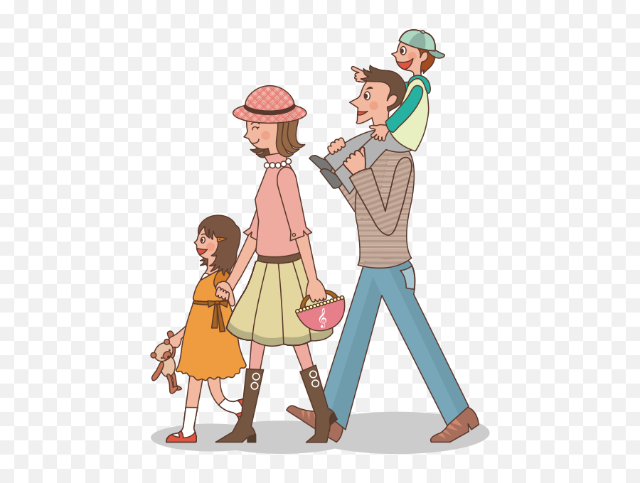 Family Taking A Walk - Nuclear Family Clipart Emoji,Emoji Dad Cap