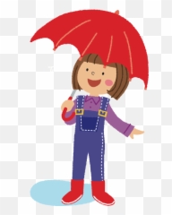 Child With Red Umbrella - Girl An Cartoon Emoji