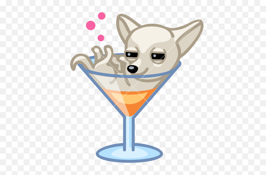 Dog Cocktail - Drunk Dog Cartoon Emoji,Martini Emoji Png