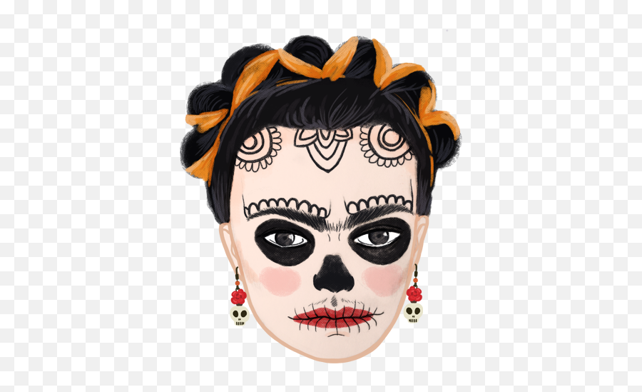 Wuwu People - Frida Kahlo Emoji Design On Pantone Canvas Gallery Day Of The Dead,Skeleton Emoji