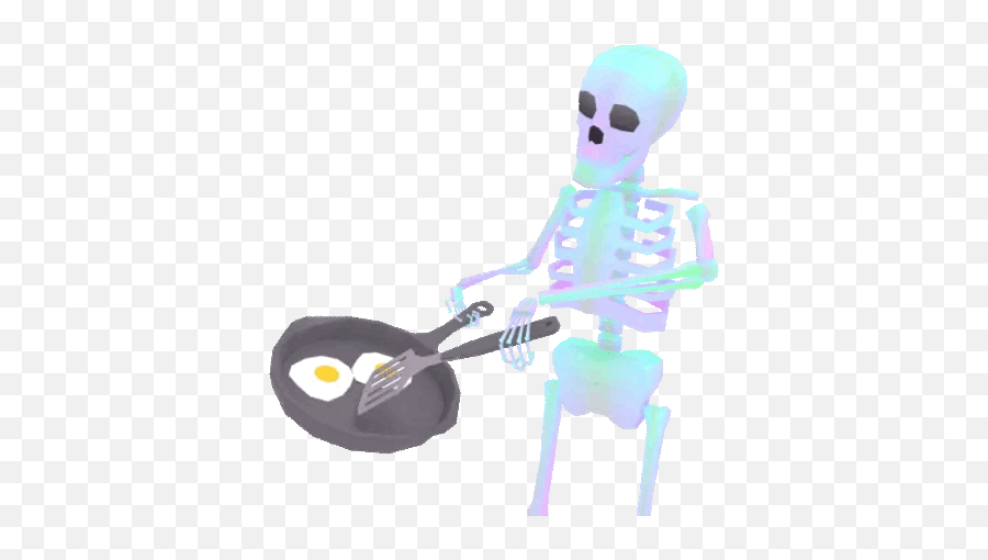 Pin - Skeleton Cooking Eggs Gif Emoji,Skeleton Emoji