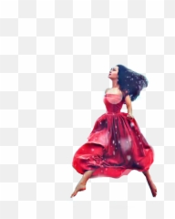 Jumping Lady Female Gal Girl Woman Red - Illustration Emoji
