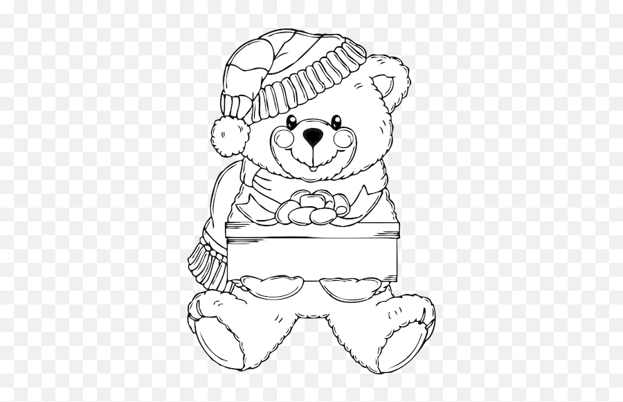 Christmas Bear Vector Graphics - Christmas Bear Clipart Black And White Emoji,Tiger Bear Paw Prints Emoji