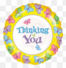 18 Thinking of You Butterfly Mylar Balloon - Circle Emoji
