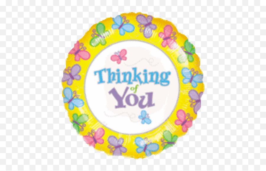 18 Thinking Of You Butterfly Mylar Balloon - Circle Emoji,Thinking Of You Emoji