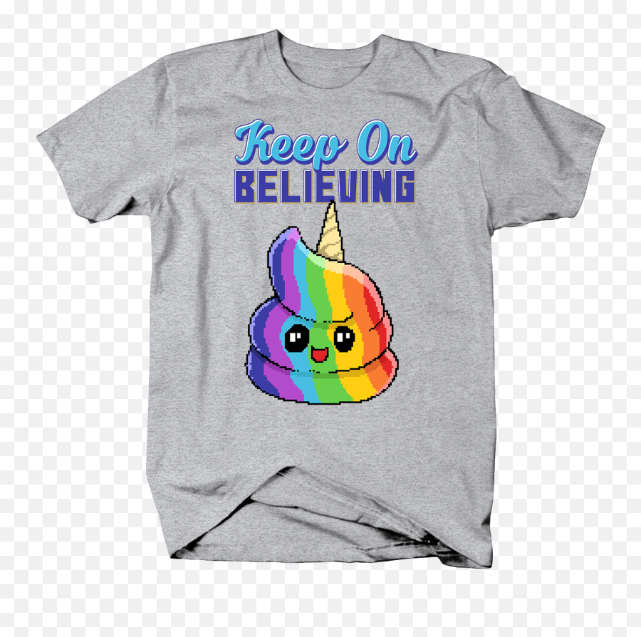 Details About Rainbow Poop Emoji With Unicorn Horn Keep On Believing Pixel Tshirt - Tiny Humans Stole My Heart,Horn Emoji