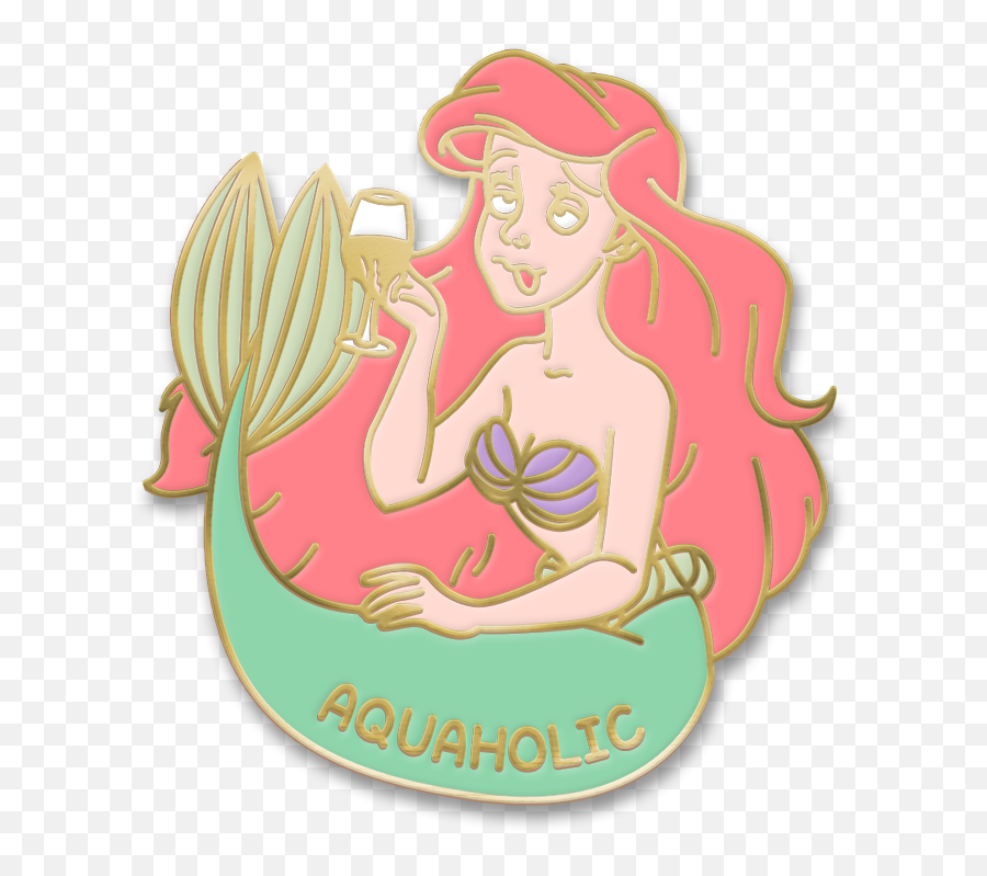 Aquaholic Enamel Pin - Mermaid Emoji,Little Mermaid Emoji
