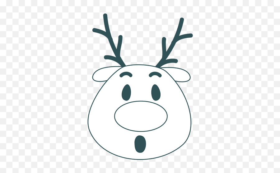 Surprise Reindeer Face Green Stroke - Cara De Reno En Trazos Emoji,Antler Emoji