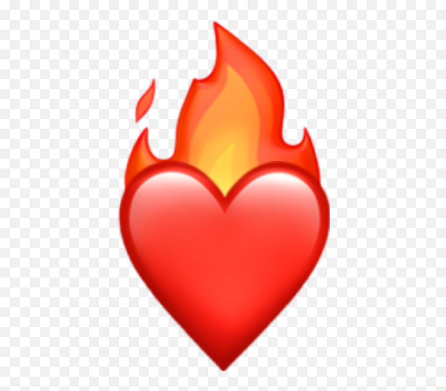 Emoji Heart Red Fire Burning Orange Yellow Redaesthetic - Transparent Background Fire Emoji Png,Orange Heart Emoji