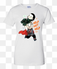 to9528a marvel thor anime shirt hot topic exclusive - Thor Loki Get Help Cartoon Emoji