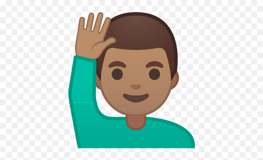 Man Raising Hand Emoji With Medium Skin - Raising Hand Emoji,Man Raising Hand Emoji