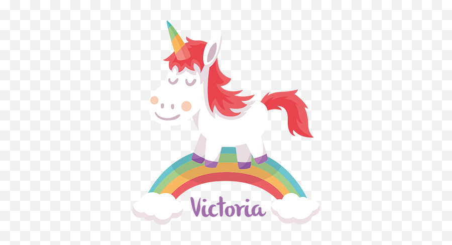 Personalised Unicorn Wall Sticker - Unicornio Con Nombre Victoria Emoji,Unicorn Emoticon