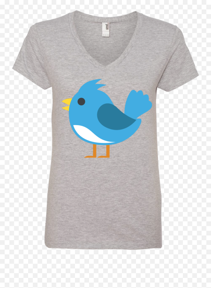 Blue Bird Emoji Ladies V,Blue Shirt Emoji