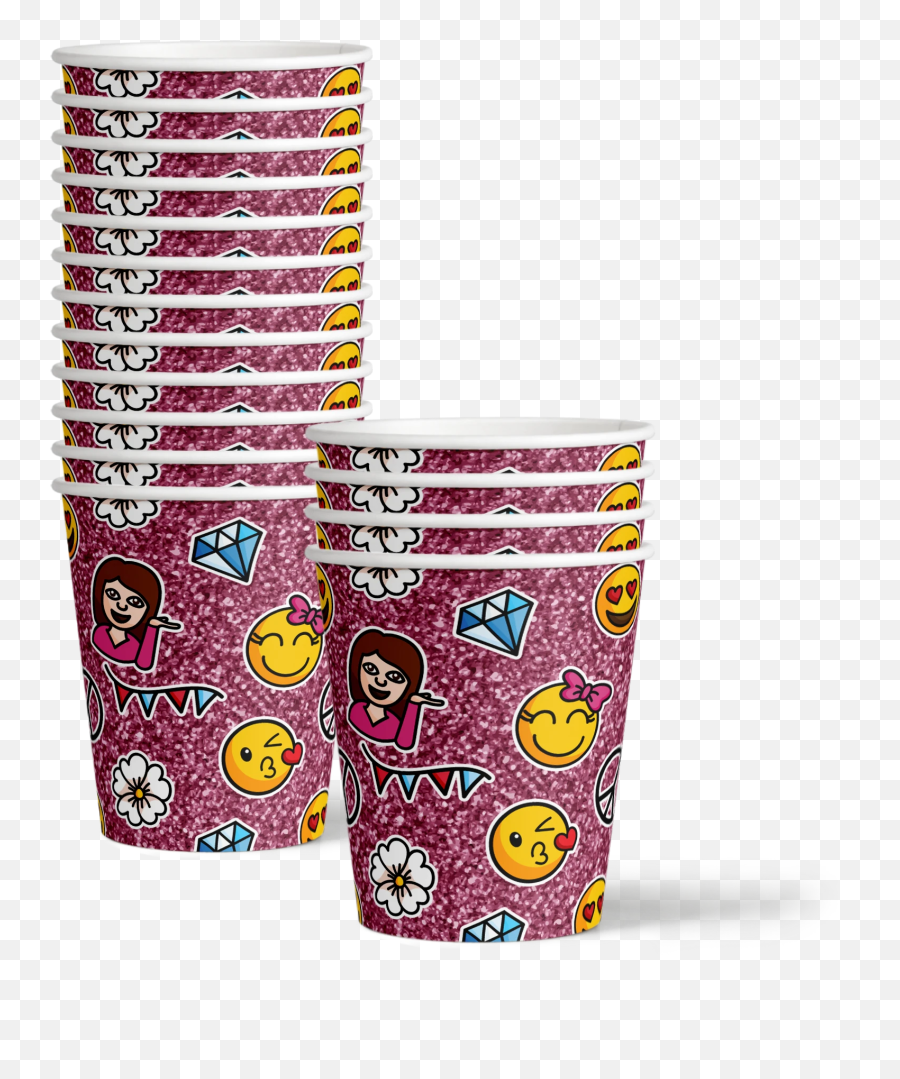 Girl Pink Glitter Emoji Birthday Party - Ice Cream,Emoji Cups