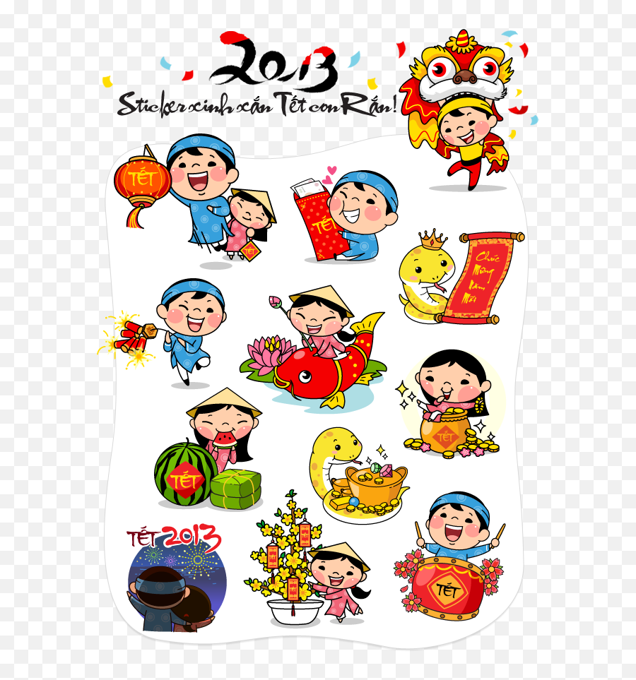 Vietnamese New Year Stickers - Vietnamese New Year Cartoon Emoji,New Year Emoticons