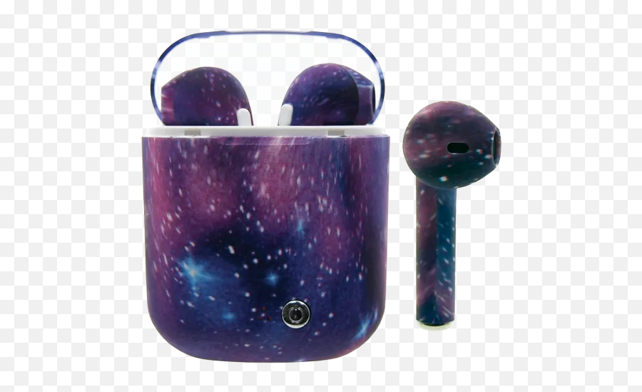 Purple And Blue Earbuds - Bluetooth Earbuds Purple Emoji,Nebula Emoji