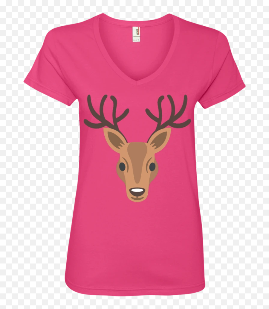 Deer Head Emoji Ladies V - Jga Shirt I Do,Antler Emoji