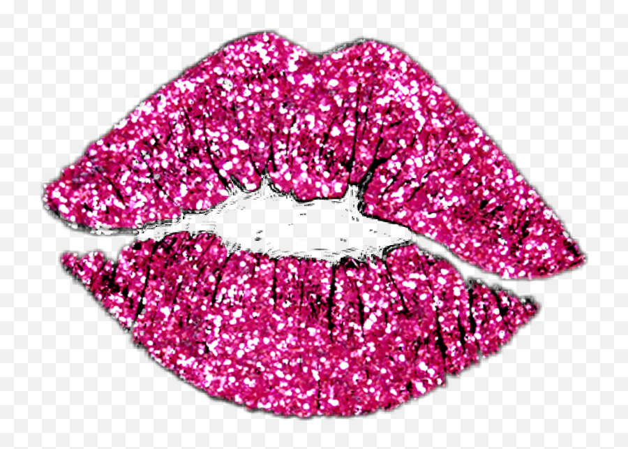 Stickers Kiss Pink Sparkle - Pink Glitter Lips Transparent Pink Glitter Lips Png Emoji,Sparkle Emoji Transparent