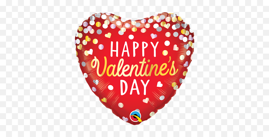 Valentines Confetti Red 18 Inch Qualatex Foil Balloon Ebay - Happy Valentine Day Gift Emoji,Emojis Balloons