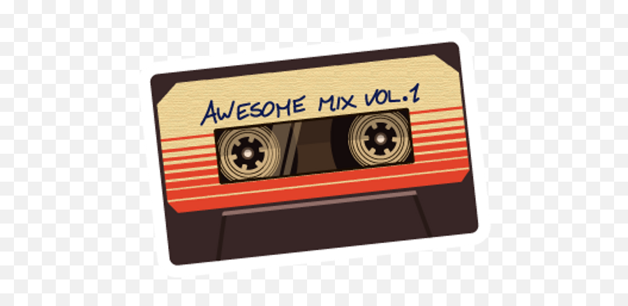 Galaxy Awesome Mix Vol 1 Sticker - Transparent Guardians Of The Galaxy Mix Tape Emoji,Cassette Tape Emoji