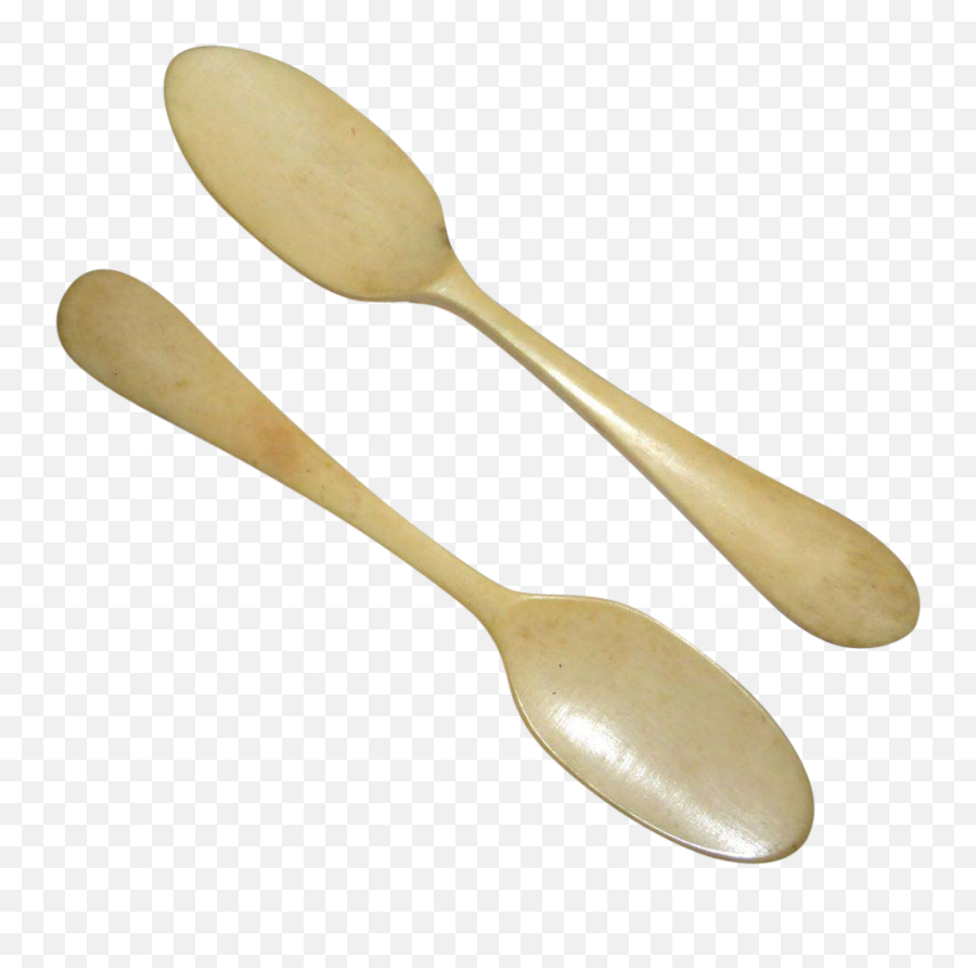 Vintage Pair Of Hand Carved Bone Spoons Clipart - Wooden Spoon Emoji,Spoon Emoji