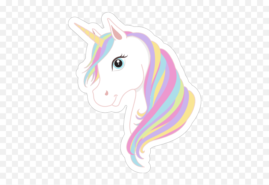 Cartoon Unicorn With Rainbow Mane Sticker - Unicorn Cartoon Emoji,Unicorn Emoji Sticker
